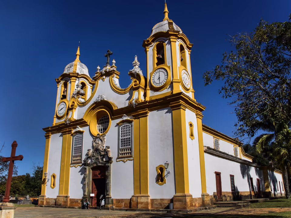 Fachada barroca da Igreja Matriz de Santo Antônio, em Tiradentes